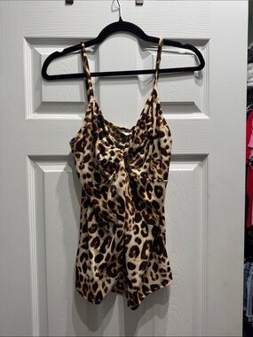 Leopard Print Tank with Front Tie Detail